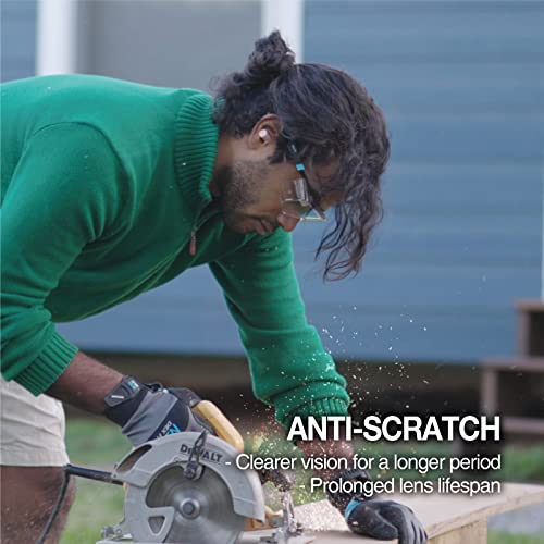 Dex Fit Safety Over Glasses Sg210 Otg; Fit Over Your Eyewear, Z87 Eye Protection, Fog & Scratch Resistant, Adjustable For Women & Men, Uv Protective (Black & Blue Frame, Clear Lens) #TOP3