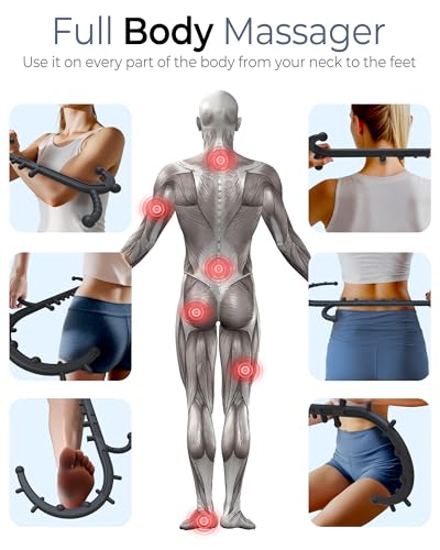 Image of Back and Neck Massager for Pain Relief Deep Tissue, Upgraded Full Body Trigger Point Cane Massage Tools, Therapy Massage Stick Pressure Point Hook, Muscle Knot Remover Tool (Black)