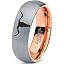 Rose Gold Grey Dome Tungsten