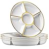 Plasticpro 6 Sectional Round Plastic Serving Tray/Platter (2, White & Gold) Plasticpro 6 Sectional Round Plastic Serving Tray/Platter (2, White & Gold)