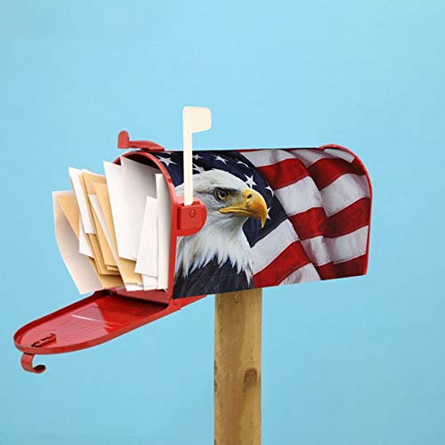 Image of Dujiea American Flag Mailbox Wrap - Waterproof Magnetic Post Box Cover, Large Size 25.5 inch L x 21 inch W - Garden Yard Home Decor
