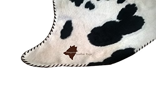 Tapis en cuir de vache noir et blanc véritable avec bordure assortie code 530 - 6