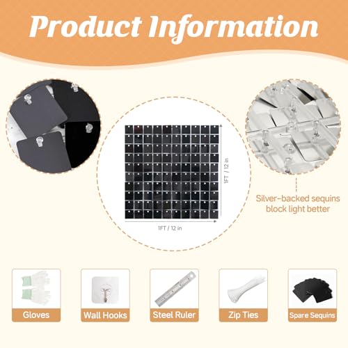 Image of 4FT x 6FT Black Shimmer Wall Backdrop,Shiny Sequins,24PCS Sequins Backdrop Decoration Panels, Glitter Bling Photo Background Decorations for Birthday Party Wedding Engagement Anniversary Graduation