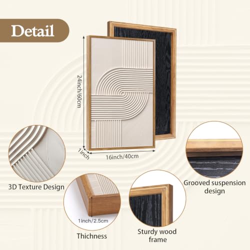 Image of CHDITB 3D Abstract Wall Art,Textured Earth Tone Geometric Framed Wall Decor