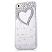 iPod Touch 5 Case, Sense-TE Glamour Crystal 3D Handmade Sparkle Glitter Fashion Heart Diamond Gem Rhinestone Bling iPod Case Clear Cover for iPod Touch 5th Generation with Retro Bowknot Anti Dust Plug