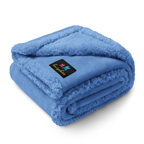 Image of Luciphia Waterproof Pet Blanket, Liquid Pee Proof Dog Blanket for Sofa Bed Couch, Reversible Sherpa Fleece Furniture Protector Cover for Small Medium Large Dogs Cats, Navy Blue Small(40 inch x 28 inch)