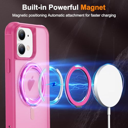Image of Compatible with iPhone 11 Case with Stand 6.1 inch,Rose Red | Matte Translucent Phone Case for iPhone 11,360 Magnetic Ring Stand,Compatible Mag-Safe,Military Grade Protection