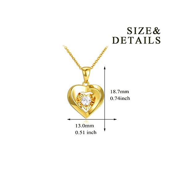 18k Gold Heart Jewelry Necklace for Women, Solid Gold Chain and Pendant Necklace for Her, Anniversary Jewelry Present for Wife, Gifts for Mother,18" - Image 5