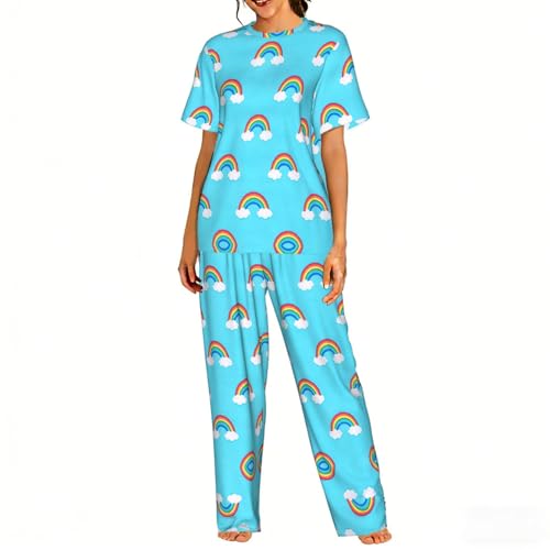 Pyjama doux femme imprimé gouttes de pluie respirant et extensible