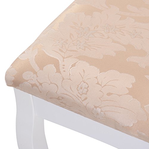 Giantex Bathroom Vanity Table Set W/Mirror Cushioned Stool Makeup Dressing Table Set W/ 1 Drawer Wood Jewelry Cosmetics Organizer Dresser Writing Desk Easy Assembly #TOP6