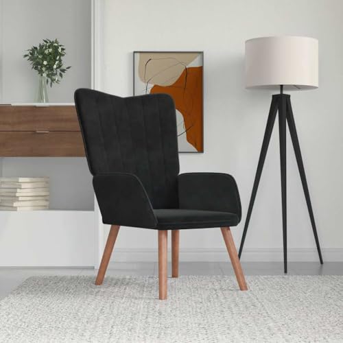 Frdhee Sillón de relax, sillón de relax, color negro terciopelo, sillón de lectura para dormitorio y salón