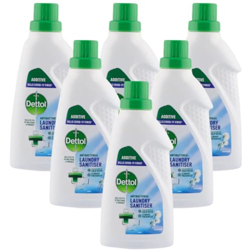 Dettol Laundry Sanitiser, Fresh Cotton, 6 X 750ML Multipack (4.5L Total), Antibacterial Disinfectant, Kills 99.99% Of Germs, Cleanser For Hygienic Freshness