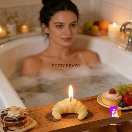 Image of Croissant Candle Mould Silicone | 3D Dessert Bakery Bread Shape Candle Making Silicone Mould | Cake Cupcake Wax Soap Resin Art Candle Molds for DIY Home Decoration (Croissant B)
