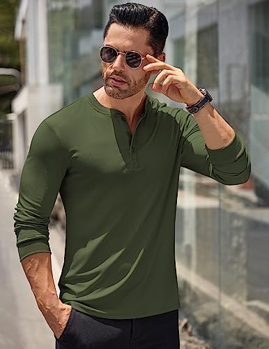 COOFANDY Men's Long Sleeve Henley Shirts Stretch Ribbed T-Shirts Fashion Casual Basic Tops4
