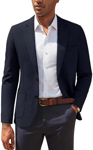 PJ PAUL JONES Mens Sport Coats Casual Notch Lapel Blazer Two Button Lightweight Sportcoat Slim Fit Suit Jacket Navy Blue