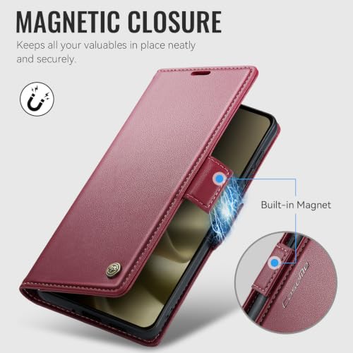 Taneny Wallet Case for Motorola Edge 2026, PU Leather Magnetic Flip Case with RFID Blocking Card Holder Kickstand for Women Men, Shockproof Durable Protective Phone Cover for Moto Edge 2026, Red by Taneny - Used condition - Image 2