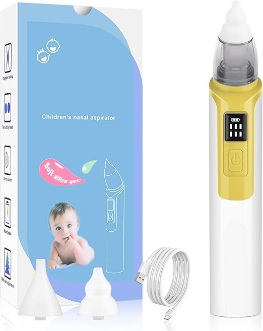 B-Arm Electric Baby Nasal Aspirator - 6 Suction Levels with Display|Rechargeable Nose Cleaner|Effective blocked nose relief for Infant & Children|Mucus Extractor/Snot Sucker for Adults (Yellow, Color)