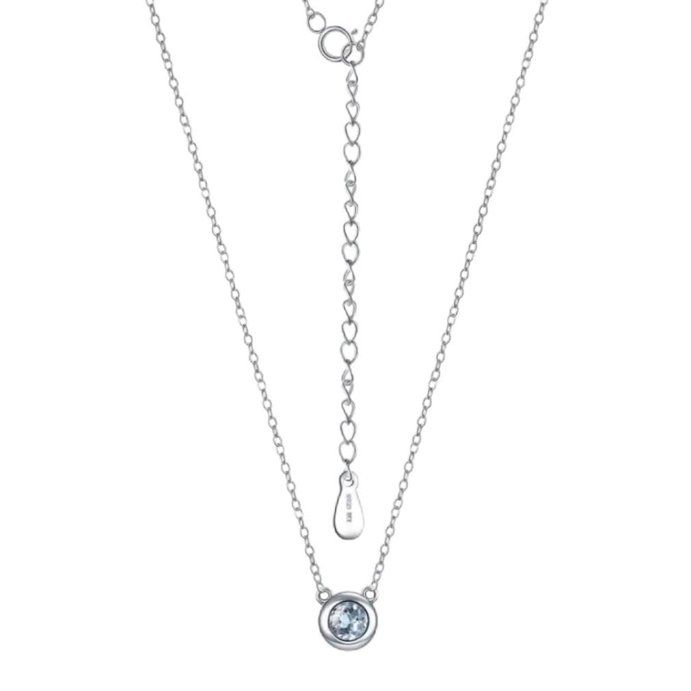 Collier aigue-marine pendentif pierre naturelle argent 16 pouces - 6