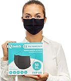 WIR SORGEN FÜR IHRE GESUNDHEIT - Wir haben der Rückseite unserer schwarzen mediziniche Maske eine Kontrastfarbe weiss hinzugefügt, damit Sie ihren Verschmutzungsgrad leicht visuell erkennen und Sie dann durch einen neuen Mundschutz ersetzen können