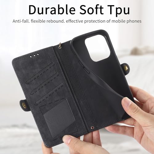 Étui iPhone 16 Pro Max rouge anti-rayure avec rabat portefeuille utile - 6