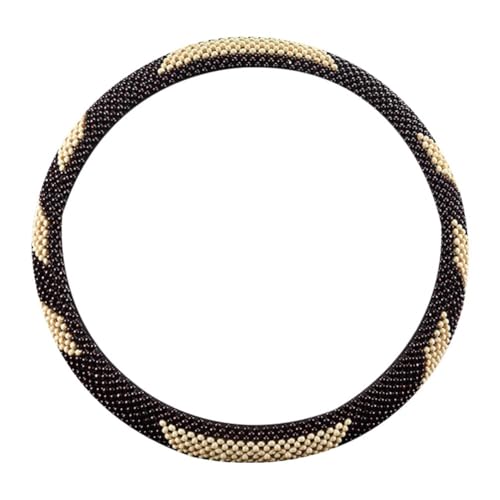 ALYBY Car Steering Wheel Cover, Wooden Beads Steering Wheel Cover, Universal Car Steering Wheel Cover Non-Slip Breathable Steering Wheel Cover Car Interior Decoration Diameter 38Cm,Beige