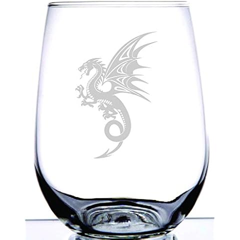 Game of Thrones Inspired Dragon | Professionally Laser Etched | 15 Ounce Stemless Wine Glass Cover