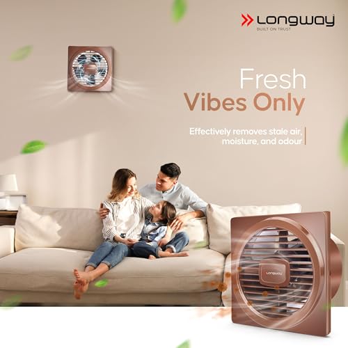 Image of LONGWAY Gusto 6 Inch 150 mm Energy Efficient Exhaust Fan | High Speed Powerful Motor | Noiseless Operation & Easy to Clean | Suitable for Bathroom, Kitchen, Office | 2 Years Warranty (Brown)