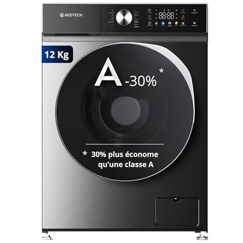 GEDTECH Lave-linge frontal GLLPS121400DG - 12 Kg - 1400 tr/mn - 16 programmes - Eco - Intensif -...
