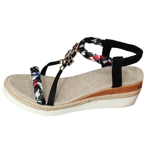 Genérico Sandalias Mujer Verano Comodas Cómodas Zapatos Sandalias de Cuña para Mujer,Zapatos de Ancha,Cuña para,Cómodas Caminar En Confort (Black,43)