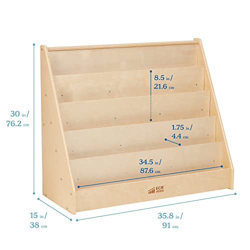 ECR4Kids Single-Sided Book Display, Classroom Bookshelf, Natural - Image 4
