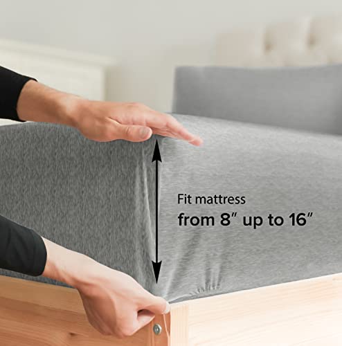  King Size Sheet Set - Breathable & Cooling - Hotel Luxury Bed Sheets - Extra Soft - Deep Pockets - Easy Fit - 4 Piece Set - Wrinkle Free - Comfy - Fitted Sheets - Heathered Grey Bed Sheets – 4Pc #TOP2