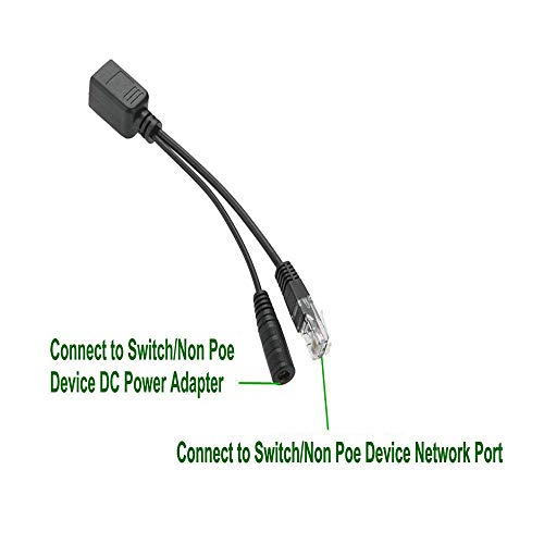 2 Pcs PoE Adapter Cable RJ45 Passive PoE Injector con Conector DC 5.5x2.1 mm Cable Ethernet Compatible con Módem miniatura 5