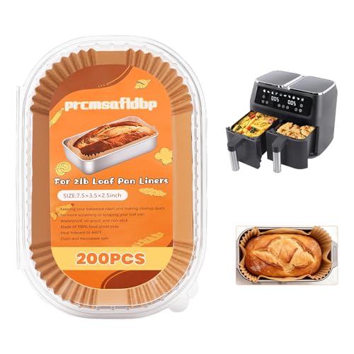 Loaf Pan Liners, 9x5In Food Grade Air Fryer Liners, 200Pcs Loaf Pan Liners, Non-Stick Pre Formed Parchment Paper - Rectangle Bread Pan Liners for Baking Bread for Ninja DZ201