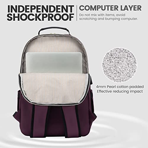Lovevook Laptop Backpack For Women 15.6 Inch,Cute Womens Travel Backpack Purse,Professional Laptop Computer Bag,Waterproof Work Business College Teacher Bag Carry On Backpack With Usb Port,Deep Purple #TOP2