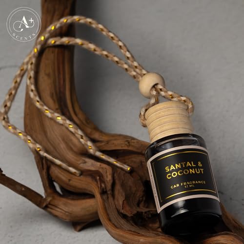 Image of Santal & Coconut - A Fragrant Whisper of Opulent Tropical Serenity! - Luxury Car Hanging Diffuser - Long Lasting Car Freshener - Lasts up to 60 days | A+ Scents