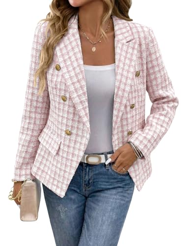 Mina Self Plaid Blazer Jacket for Women 2025 Fall Houndstooth