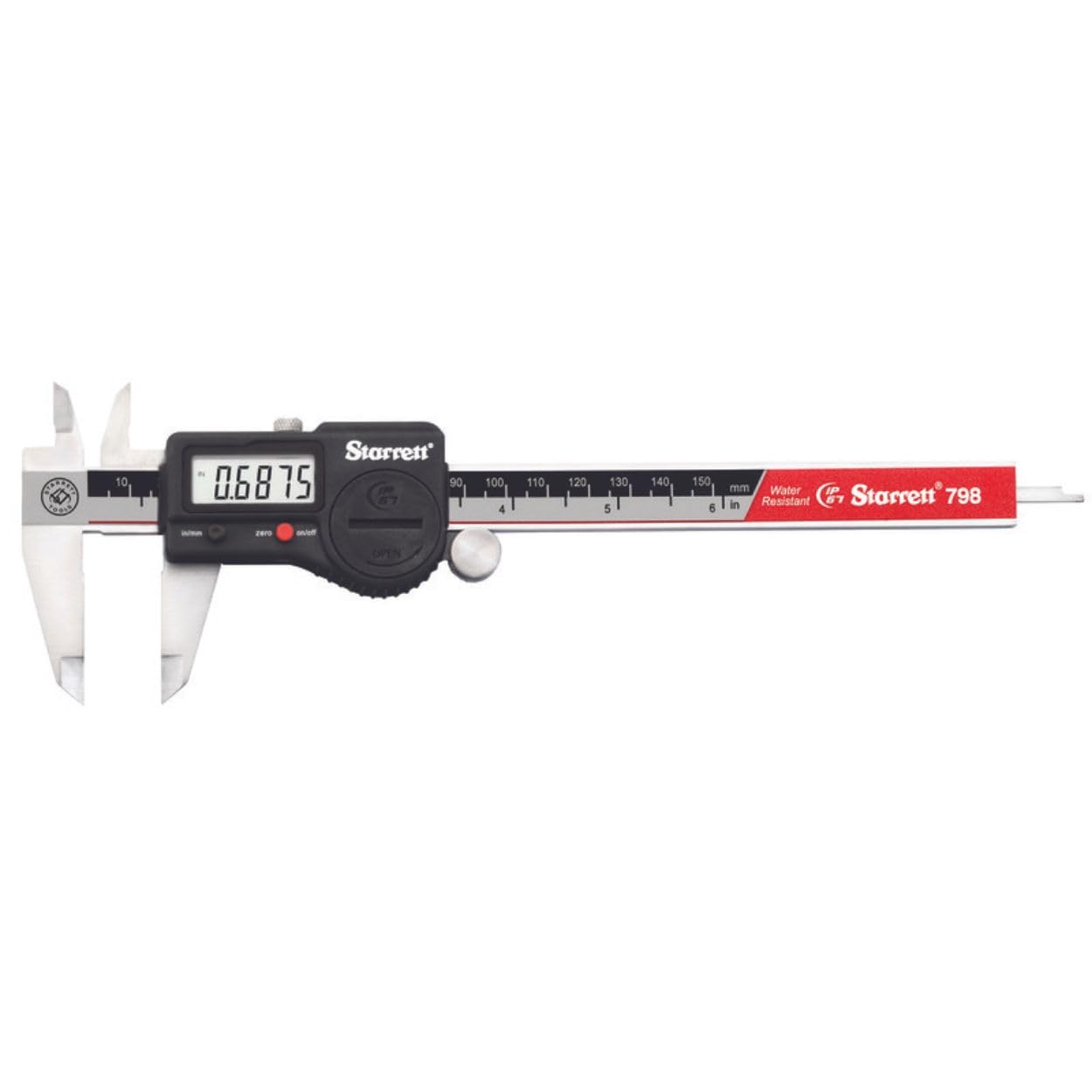 Starrett 798A-6/150 Digitaler Messschieber, Edelstahl, batteriebetrieben, Zoll/metrisch, 0-6" Bereich, +/-0,001" Genauigkeit, 0,0005" Auflösung, erfüllt DIN 862 Spezifikationen