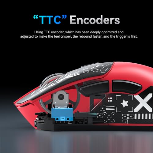 Image of ATTACK SHARK R1 Wireless Gaming Mouse, 59g Lightweight Tri-mode BT5.2 /2.4GHz /Wired Computer Mice, PixArt PAW3311 18K DPI Optical Sensor, Programmable Buttons, Long Battery Life Mouse for PC /Mac(Red)