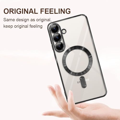 ZIYE Magnetic Case Made for Samsung Galaxy S25 Plus 6.7 Inch [Compatible with MagSafe] Soft TPU Phone Cover with Full Camera Lens Anti-Scratch Drop Protection Slim Phone Case for Women Men, Black