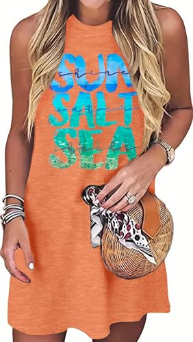 Image of Sun Salt Sea Summer Tank Dress for Women 2026 Beach Dresses Vacation Graphic Dress Hawaiian Tank Dresses