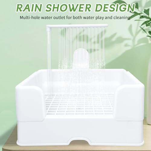 Image of Parakeet Bath, Parrot Bird Bathtub for Cage,Parrot Automatic Bathtub with Shower,for Parakeet /Psittacus Erithacus /Lovebirds /Budgies, white