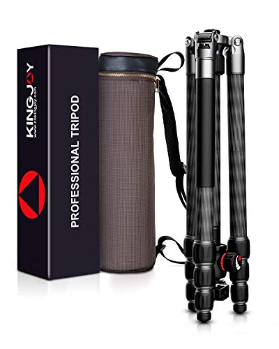 KINGJOY Carbon Fiber Tripod Monopod Kit, 70 inch Video Tripod with 360° Panoramic Ball Head, Max Load 40 lbs, Compact for DSLR Cameras Camcorders, A83+T21