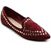 Ollio Women's Ballet Shoe Comfort Faux-Suede Studded Flat