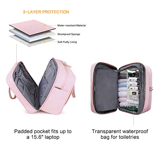 Weekender Bag, BAGSMART Carry On Bag Travel Duffle Bag Large Overnight Bag for Women, Dusty Pink
