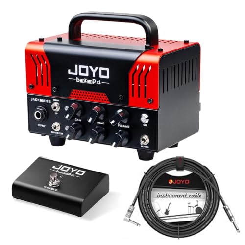 JOYO Jackman II Tube Amp Head Bundle with CM-12 Mono Audio Instrument Cable Straight-to-Right Angle