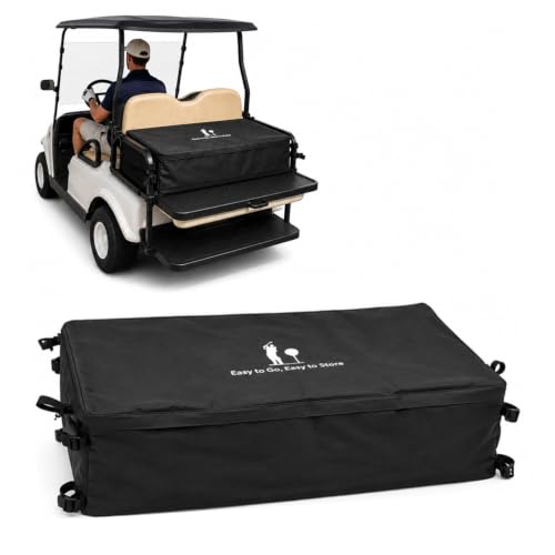 Golf Cart Storage Bag Golf Cart Accessories Compatible with Yamaha Club Car EZGO Cargo Box with Strong Buckles & Adjustable Straps for 2+2 Passenger Golf Carts No-Drill Design (Bag Only)