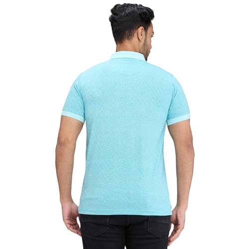 Image of Park Avenue Men's Slim Fit Print Pattern Cotton Polyester Blend Polo Neck Half Sleeve Casual T-Shirt