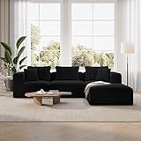 Novilla Modulares Ecksofa, Modernes Wolken-Ecksofa mit Smarts Coil®-Unterstützung, Kissen-Sofa für Wohnzimmer, Wohnung, Schlafzimmer, Keine Montage erforderlich (3 Sitzplätze + 1 Hocker)