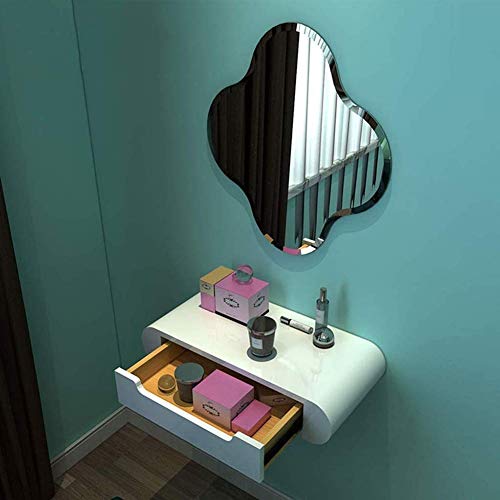 Mesita de noche flotante blanca de 60 cm con cajón y función de tocador de pared 3