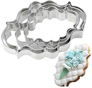 Plaque Frame Cookie Cutter 4Pcs/Set, Stainless Steel Pastry Biscuit Cookie Cutter Set Fondant Pancake Cutters Mold (Style 1)